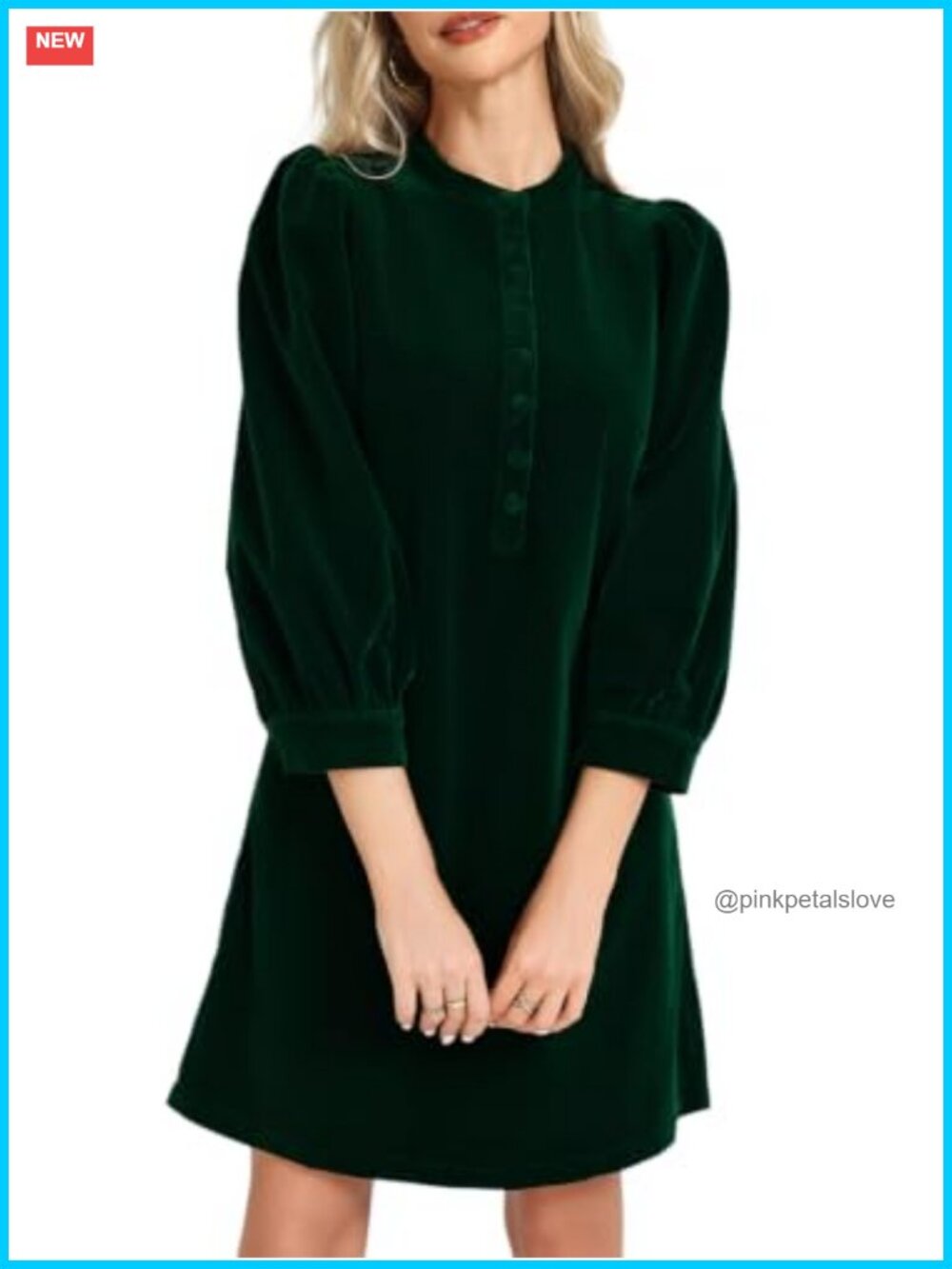 Velvet Shift Dress Crew Neck Puff Sleeve Knee Length Cocktail Party